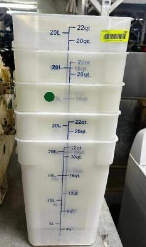 DESCRIPTION (5) 22 QT PLASTIC CONTAINER - NO LIDS THIS LOT IS: SOLD BY THE PIECE LOCATION BAY 6 QTY 5