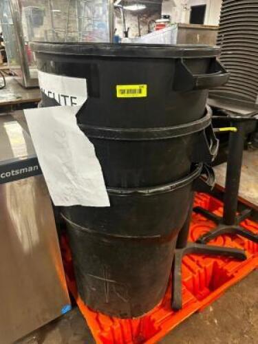 DESCRIPTION (3) 40 GALLON BLACK TRASH CANS. THIS LOT IS: SOLD BY THE PIECE LOCATION BAY 6 QTY 3