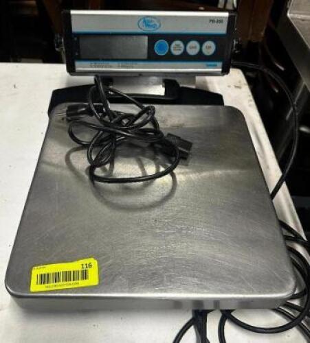 DESCRIPTION ACCUWEIGH PB-200 200 LB. DIGITAL PORTION SCALE BRAND / MODEL: ACCUWEIGH PB-200 LOCATION BAY 6 QTY 1
