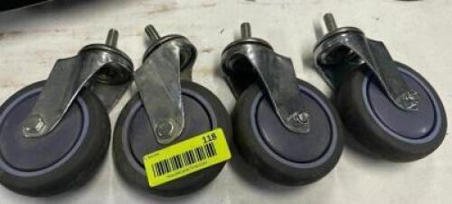 DESCRIPTION (4) 3" THREADED CASTERS. THIS LOT IS: ONE MONEY LOCATION BAY 6 QTY 1