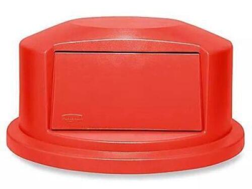 DESCRIPTION RUBBERMAID 44 GALLON TRASH CAN LID ( NEW ) ADDITIONAL INFORMATION RED LOCATION BAY 6 QTY 1