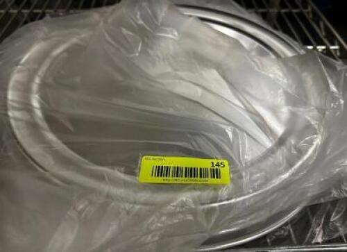 DESCRIPTION (6) 12" STAINLESS PIZZA PANS ( NEW ) THIS LOT IS: SOLD BY THE PIECE LOCATION BAY 6 QTY 6