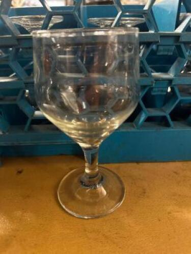 DESCRIPTION (16) WATER GOBLETS. ADDITIONAL INFORMATION W/ GLASS RACK THIS LOT IS: SOLD BY THE PIECE LOCATION BAY 6 QTY 16
