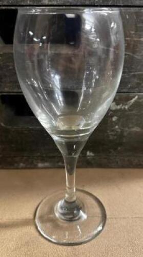 DESCRIPTION (25) SMALLER WINE GLASSES. ADDITIONAL INFORMATION W/ GLASS RACK THIS LOT IS: SOLD BY THE PIECE LOCATION BAY 6 QTY 25