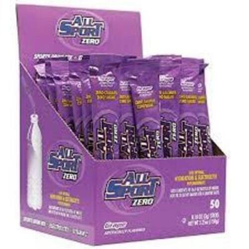 DESCRIPTION: (4) BOXES OF (50) PACKS OF SPORTS DRINK MIX CONCENTRATE BRAND/MODEL: ALL SPORT #491N15 INFORMATION: GRAPE RETAIL$: $22.88 EA QTY: 4