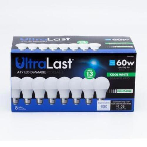 8CT BOX OF COOL WHITE LED LIGHT BULBS