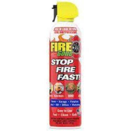 DESCRIPTION: (6) FIRE SUPPRESSANT BRAND/MODEL: FIRE GONE #FG-007-102 RETAIL$: $12.65 SIZE: 16 OZ QTY: 6