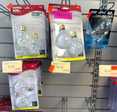 (14) ASSORTED PACKS OF CEILING FAN LIGHT BULBS