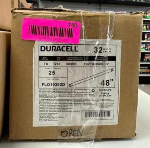 25CT BOX OF 32W T8 DAYLIGHT 2-PIN FLUORESCENT TUBE LIGHT BULBS