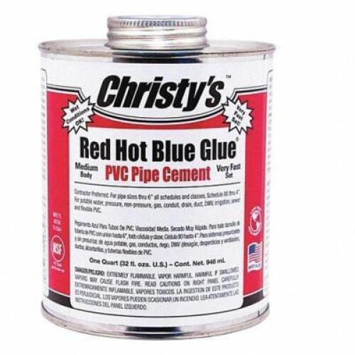 DESCRIPTION: (3) SOLVENT CEMENT BRAND/MODEL: CHRISTY'S #45RF98 INFORMATION: BLUE MEDIUM BODIED RETAIL$: $31.66 EA SIZE: 32 OZ QTY: 3