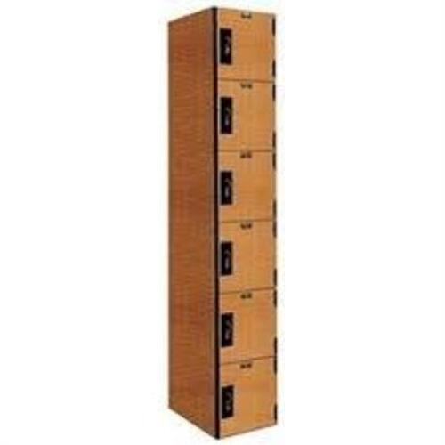DESCRIPTION: (2) SETS OF PREMIUM STORAGE LOCKERS BRAND/MODEL: HALLOWELL #PHL1282-6A-FA INFORMATION: WOOD FINISH, 6 TIER, 1 WIDE SIZE: 12" X 18" X 72 R