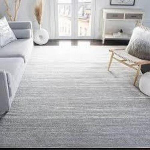 DESCRIPTION: (1) AREA RUG BRAND/MODEL: ADIRONDACK #113C INFORMATION: LIGHT GREY SIZE: 9' X 12' RETAIL$: $169.99 EA QTY: 1