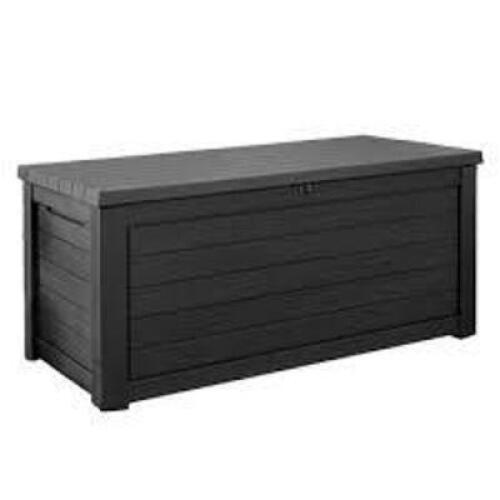 DESCRIPTION: (1) OUTDOOR STORAGE BOXBRAND/MODEL: KETER #1426923INFORMATION: BLACKSIZE: 165 US GAL,&nbsp;61.22" x 28.52" x 27.34"RETAIL$: $199.00 EAQTY: 1