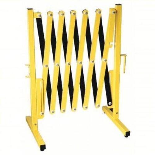 DESCRIPTION: (1) PORTABLE BARRICADEBRAND/MODEL: 22NY09AINFORMATION: YELLOW AND BLACKSIZE: 38" HIGH, 11 1/3' EXTENDED LENGTHRETAIL$: $335.46 EAQTY: 1