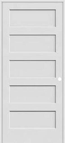 DESCRIPTION: (1) 5 PANEL FLAT SHAKER PRIMED DOOR BRAND/MODEL: EIGHT DOORS INFORMATION: WHITE SIZE: 80" X 30" X 1-3/8" RETAIL$: $198.00 EA QTY: 1