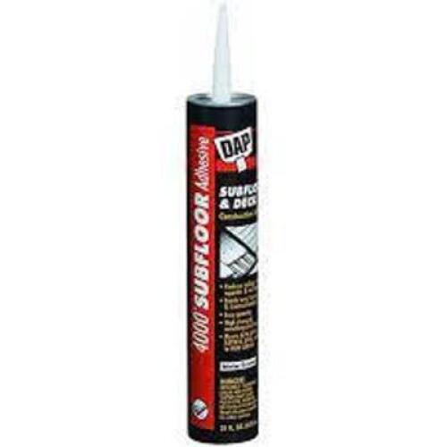 DESCRIPTION: (6) SUBFLOOR AND DECK CONSTRUCTION ADHESIVE BRAND/MODEL: DAP #251174000 RETAIL$: $10.00 EA SIZE: 10.3 OZ QTY: 6