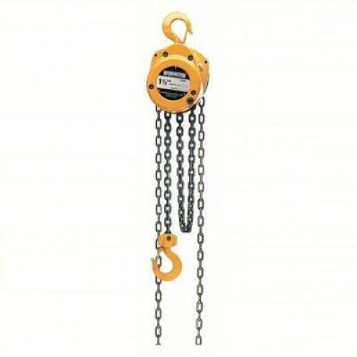 DESCRIPTION: (1) MANUAL CHAIN HOIST BRAND/MODEL: HARRINTON #6HJG2 INFORMATION: YELLOW, 3000LB LIFTING CAPACITY SIZE: 20' LIFT RETAIL$: $706.13 EA QTY: