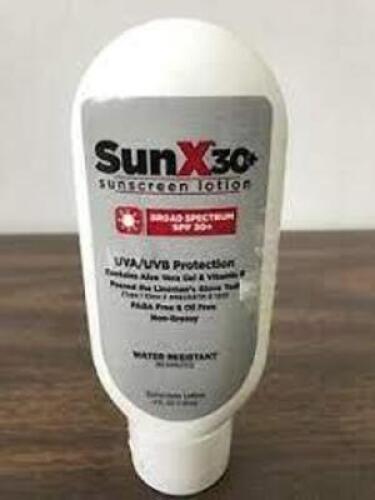 DESCRIPTION: (6) SUNSCREEN LOTION BRAND/MODEL: SUNX 30 RETAIL$: $4.02 EA SIZE: 4 FL OZ QTY: 6