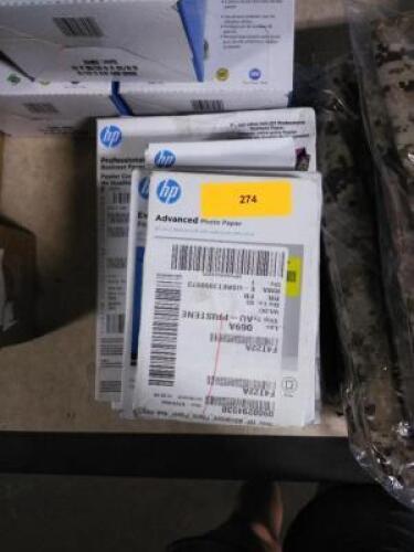 DESCRIPTION: (1) LOT OF MISC SIZES OF PHOTO PAPER BRAND/MODEL: HP SIZE: 4" X 6", 5" X 7", 8.5" X 11" QTY: 1