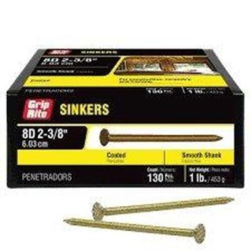 DESCRIPTION: (3) BOXES OF (648) SINKER NAILSBRAND/MODEL: GRIP RITESIZE: 8D 2-3/8&nbsp;RETAIL$: $5.98 EAQTY: 3