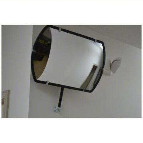 DESCRIPTION: (1) CONVEX SECURITY MIRROR BRAND/MODEL: FRED SILVER #797ZT5 SIZE: Rectangular, Acrylic, 36 in x 24 in, Hardboard, 2 Telescoping Arms RETA