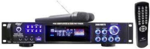 DESCRIPTION: (1) HYBRID PRE-AMP WITH AM/FM TUNER, USB, AND MICRPHONES BRAND/MODEL: PYLE PWMA2003T SIZE: 2000W RETAIL$: $411.99 QTY: 1