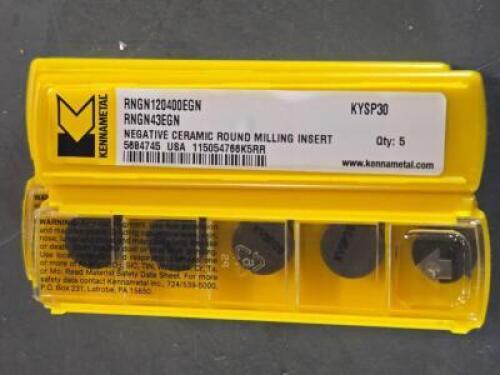 DESCRIPTION: (20) CERAMIC TURNING INSERTS BRAND/MODEL: KENNAMETAL RNGN 120400EGN RETAIL$: $480.20 QTY: 20