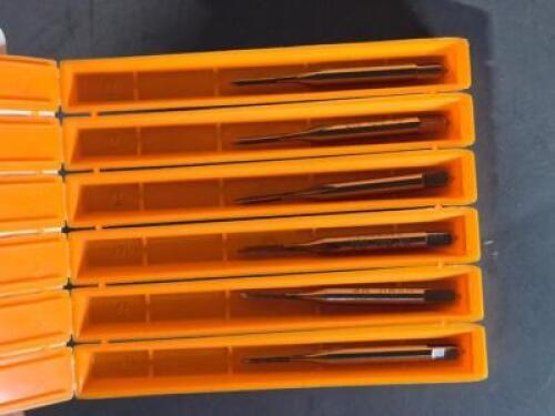 DESCRIPTION: (6) HSS STRAIGHT FLUTE TAP BRAND/MODEL: HERTEL 07677370 SIZE: #0-80 UNF RETAIL$: $97.62 QTY: 6