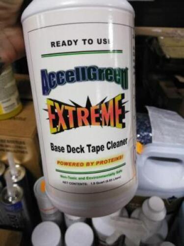 DESCRIPTION: (6) BASE DECK TAPE CLEANER BRAND/MODEL: ACCELLGREEN EXTREME SIZE: 1 QT RETAIL$: $8.00 EA QTY: 6