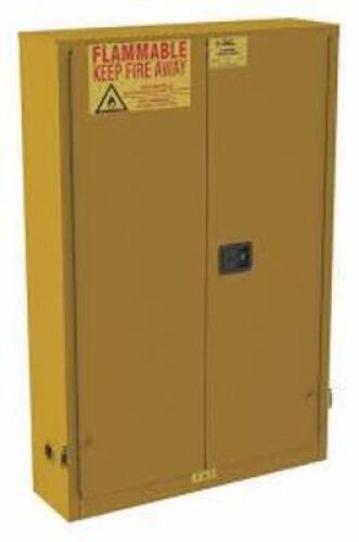 DESCRIPTION: (1) FLAMMABLES SAFETY CABINETBRAND/MODEL: CONDOR #491M68INFORMATION: YELLOW, 30 GAL CAPACITYSIZE:&nbsp;43 in x 12 in x 65 inRETAIL$: $435.79 EAQTY: 1