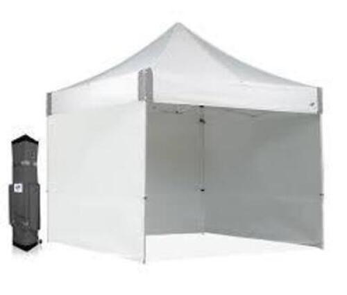DESCRIPTION: (1) INSTANT POP-UP SHELTER BRAND/MODEL: E-Z UP #ES100S INFORMATION: WHITE SIZE: 10' X 10' RETAIL$: $279.00 EA QTY: 1