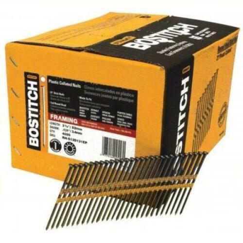 DESCRIPTION: (1) BOX OF (4000) FRAMING NAILS BRAND/MODEL: BOSTITCH #4WL04 INFORMATION: FLAT, SMOOTH SIZE: 3-1/4" LONG RETAIL$: $172.02 EA QTY: 1