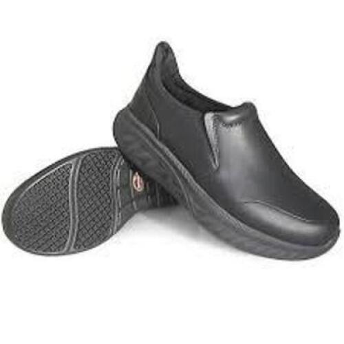 DESCRIPTION: (1) PAIR OF SLIP RESISTANT WORK SHOES BRAND/MODEL: GENUINE GRIP #170 INFORMATION: BLACK, WOMENS, COMFORT PADDING SIZE: 8.5 RETAIL$: $55.9