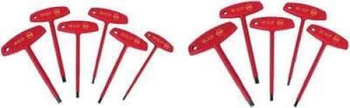 DESCRIPTION: (1) PACK OF (5) INSULATED HEX METRIC T-HANDLE SET BRAND/MODEL: WIHA #29WJ64 INFORMATION: RED HANDLES SIZE: 5 PIECES RETAIL$: $64.19 EA QT