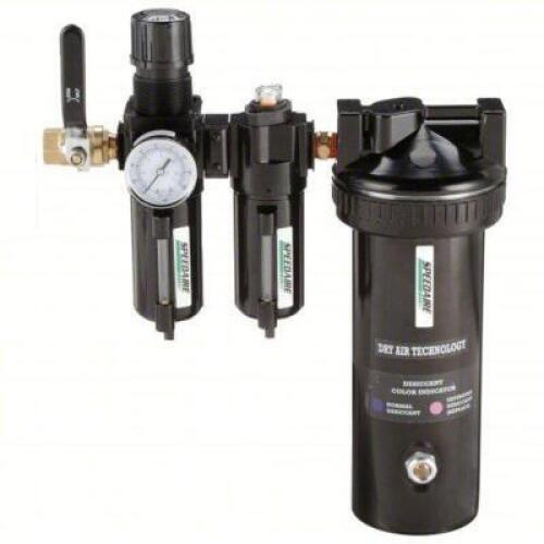 DESCRIPTION: (1) DESICCANT AIR DRYER BRAND/MODEL: SPEEDAIRE #2YNL7 INFORMATION: 4-STAGE, ISO CLASS 2, 1/2 IN NPT, 25 CFM, 250 PSI MAX OP PRESSURE RETA