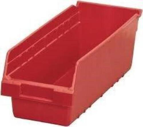 DESCRIPTION: (1) BOX OF (10) PLASTIC HOPPER SHELF BINBRAND/MODEL: AKRO-MILS #58749698INFORMATION: REDSIZE: 17-7/8 X 6-5/8 X 6RETAIL$: $131.09 EAQTY: 1