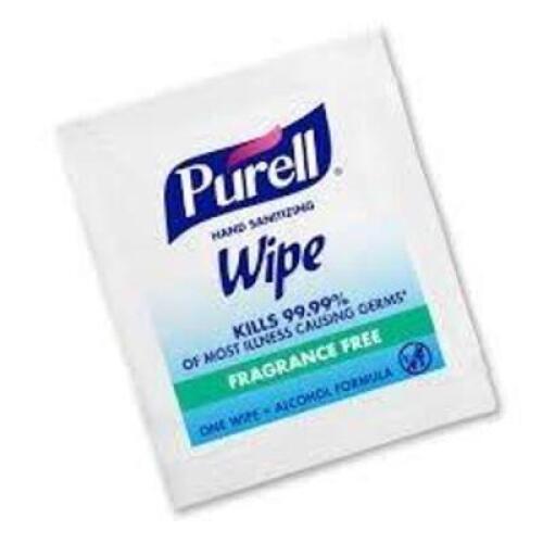 DESCRIPTION: (4) PACKS OF (100) HAND SANITIZING WIPES BRAND/MODEL: PURELL SIZE: 5X7 RETAIL$: $20.76 EA QTY: 4