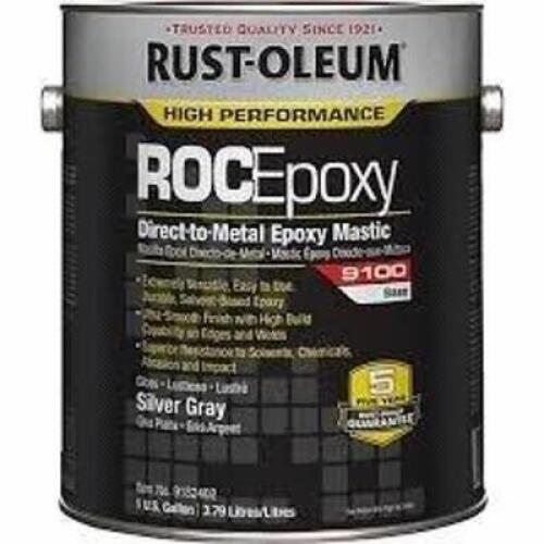 DESCRIPTION: (2) DIRECT TO METAL EPOXY MASTIC BRAND/MODEL: RUST-OLEUM ROCEPOXY 9100 INFORMATION: BASE SILVER GRAY SIZE: 1 GALLON RETAIL$: $180.00 EA Q