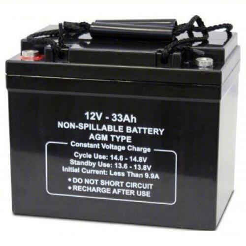 DESCRIPTION: (1) SEALED LEAD ACID BATTERY BRAND/MODEL: 5EFH2 SIZE: Sealed Lead Acid Battery: 12V DC, 33 Ah Capacity, 6.26 in Ht, 5.16 in Wd, ABS RETAI