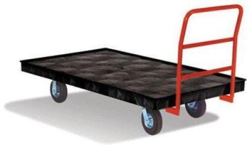 DESCRIPTION: (1) PLATFORM CARTBRAND/MODEL: RUBBERMAID/9T11INFORMATION: 1000LB CAPACITY, PNEUMATIC TIRESSIZE: 40" X 70" X 11.5"QTY: 1