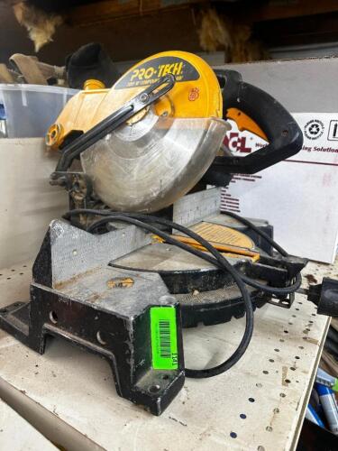 DESCRIPTION PRO TECH MITER SAW - BROKEN ARM BRAND / MODEL: PRO TECH QTY 1