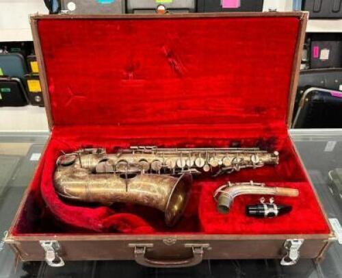 VINTAGE SILVER FINISH ALTO SAXOPHONE WITH CASE