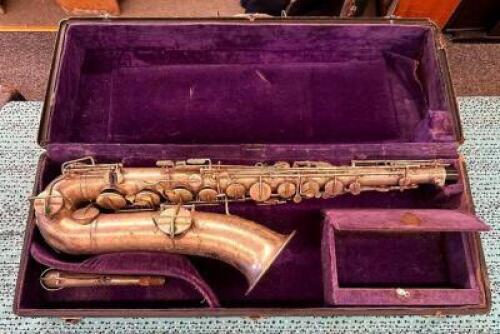 VINTAGE PROFESSIONAL SILVER TENOR SAXOPHONE WITH CASE