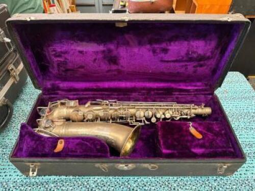VINTAGE SATIN SILVER WITH GOLD INNER BELL ALTO SAXOPHONE WITH CASE