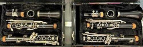 (2) PLASTIC CLARINETS WITH CASE