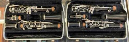 (2) PLASTIC CLARINETS WITH CASE