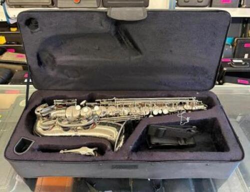 SILVER ALTO SAXOPHONE WITH CASE