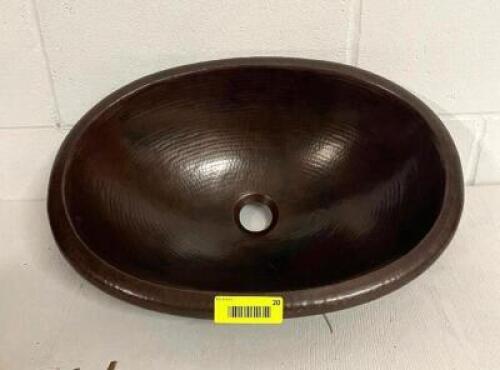 100% COPPER SINK BOWL, 19" X 13"