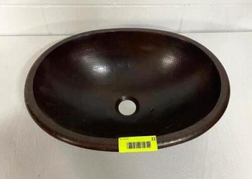 100% COPPER SINK BOWL, 17" X 12"