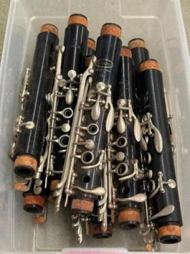 BIN OF PLASTIC CLARINET TOP JOINTS